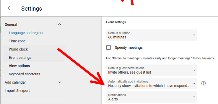 How to add invitations only from known users in Google Calendar